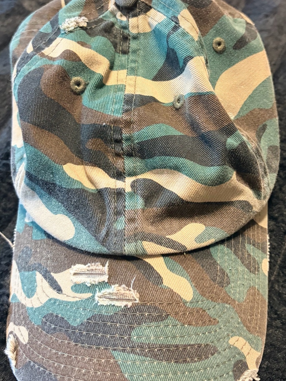 KBETHOS Camouflage Distressed Baseball Cap in Green, Brown, Tan